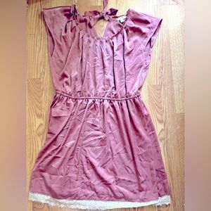 LC Lauren Conrad Women Lace Skater Dress Open Back Round Neck Pink Size XL